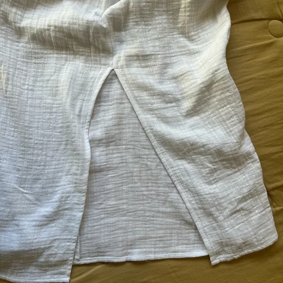 BB Dakota White Midi Dress with Slit - Picture 6 of 8